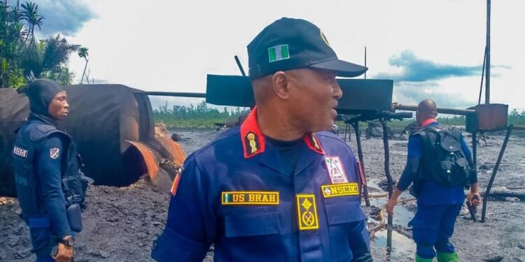 Civil Defence Sets ‘Illegal’ Refinery Ablaze in Delta State