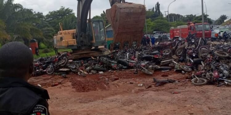 BREAKING | Security Operatives Clash with Motorcyclists, as 470 Motorcycles Destroyed in Abuja | METROWATCH