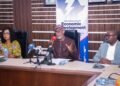 *Minister of Solid Minerals Development, Dr. Dele Alake (middle), Director, Human Resource Management, Ministry of Solid Minerals Development, Mrs Ijeoma Idika (left) and CEO/Managing Partner, Core International,  Mr. Suleiman Zakari during a press briefing for the 3rd Editon of the Africa Natural Resources And Energy Investment Summit (AFNIS) 2024 in Abuja on July 11, 2024.