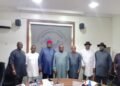 *L-R-: Technical Assistant to the PAP Administrator, Edgar Biu; Prof. Steve Azaiki; President of Ijaw National Congress, Prof. Benjamin Okaba; PAP Administrator, Dr Dennis Otuaro; Secretary of INC, Ebipamowei Wodu; Philip Agu (Treasurer; and Kennedy Odiowei (Financial Secretary) during a familiarisation visit by the INC to PAP Office in Abuja on Thursday, July 18, 2024.