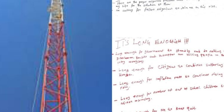 Man Climbs Radio Mast, Threatening Suicide over Hardship in Nigeria | METROWATCH
