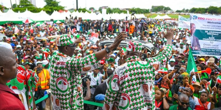 EDO 2024: Atiku, Okowa, PDP Govs, Damagun, Others Rally Support for Ighodalo, Ogie