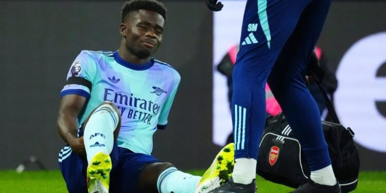 EPL: Arsenal Winger Saka Out for ‘Many Weeks’ with Hamstring Injury, Says Arteta