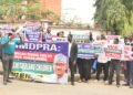 *The protesters on Day-8 of their daily march to draw attention of Nigeria's anti-graft agencies to fraud allegation against NMDPRA...Abuja, July 2, 2025.
