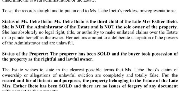 Our Late Mum’s Property Lawfully Sold, Family Tells Singer, Uche Ibeto