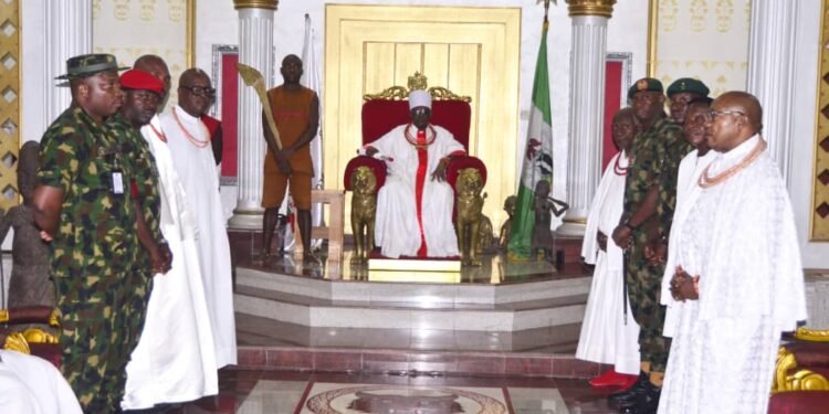 Oba of Benin Pledges Palace Support for Military Operations During Visit by 4 Brigade Commander